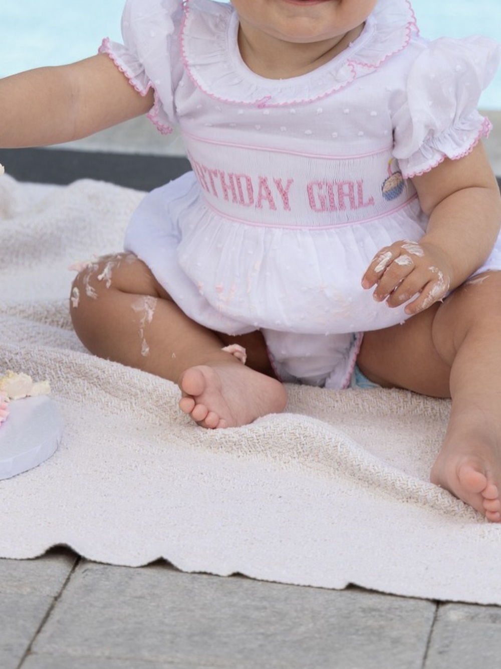 Smocked Flamingo Size 12M Pink 'Birthday Girl' Baby Romper